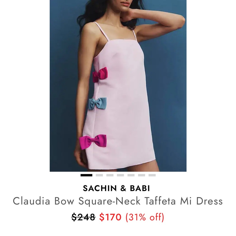 Sachin + Babi Pink Mini Dress with Blue and Fuchsia Bows - Picture 5 of 10